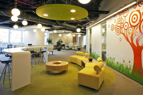 上海辦公家具設計——鮮亮綠色休閑區