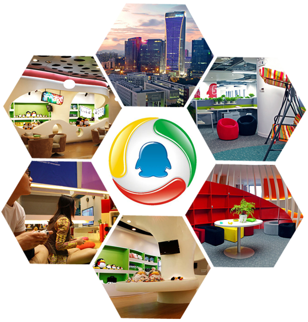 騰訊現代時尚高端辦公家具環(huán)境