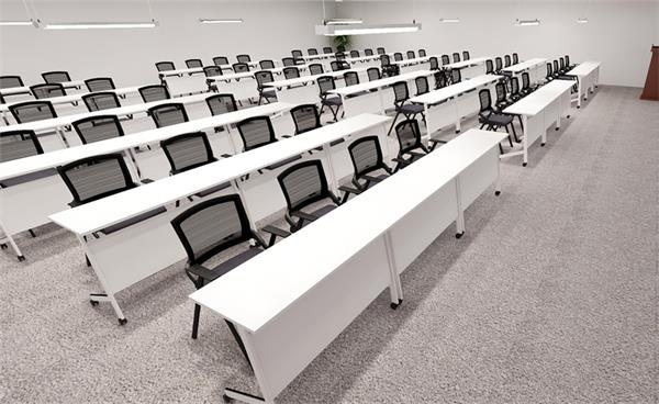 白色板式學生辦公折疊帶輪多功能員工會議培訓條桌椅組合