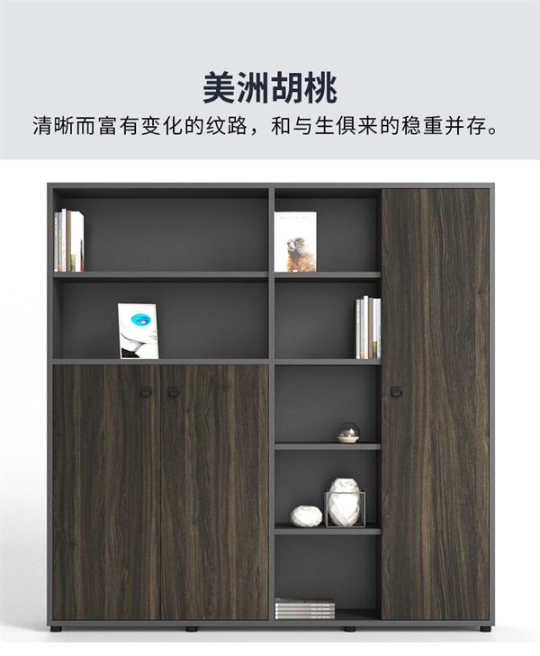 木質(zhì)檔案資料書桌落地儲(chǔ)物帶門組合辦公室大文件柜子