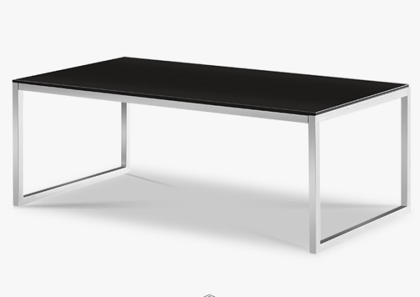 黑色鋼化玻璃茶幾不銹鋼長茶幾辦公區接待會客辦公家具 黑色鋼化玻璃茶幾不銹鋼長茶幾辦公區接待會客辦公家具